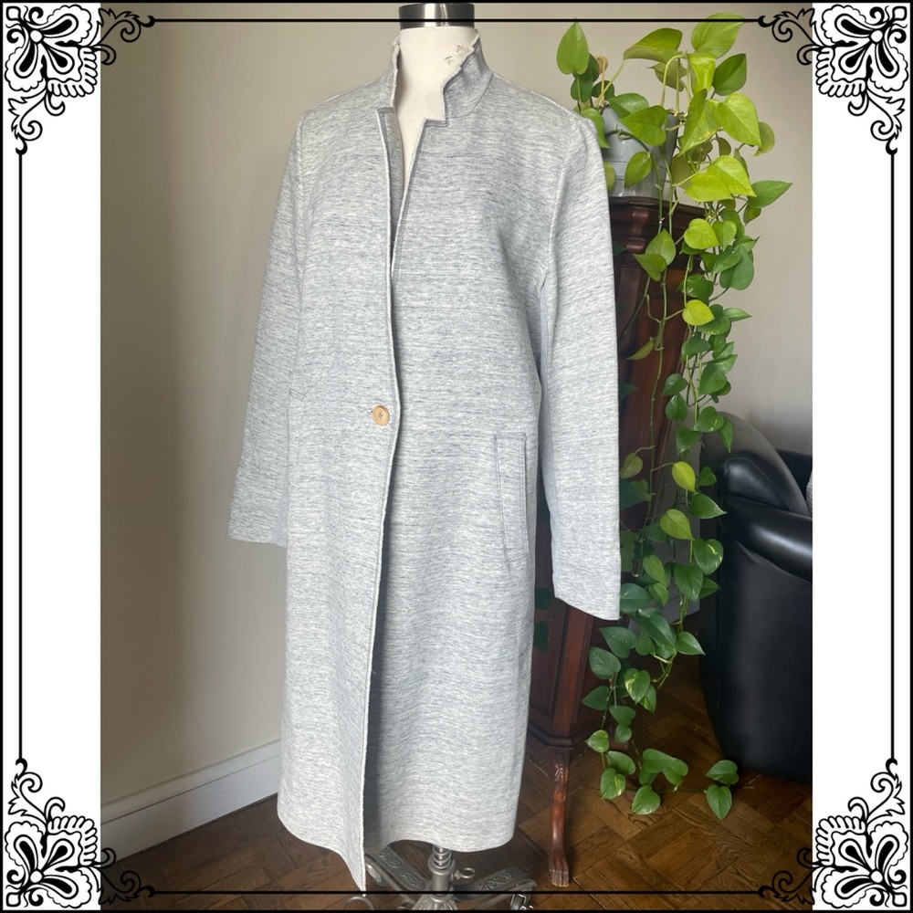 Elegant Zara Dble Faced Space Dye Gray Women's Maxi Over Coat
